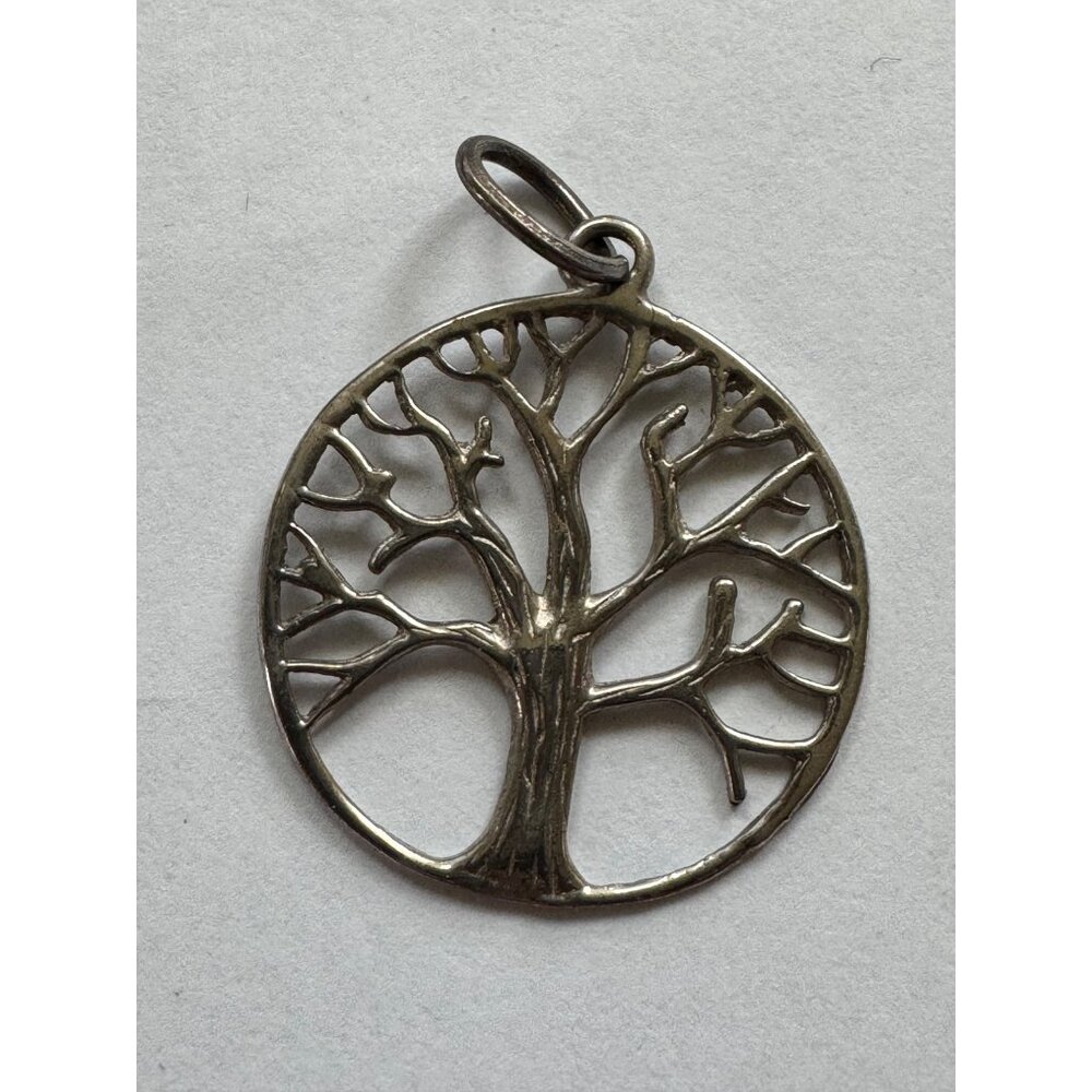 29.9mm Unbranded 925 Sterling Silver Slide Closure Tree of Life Pendant
